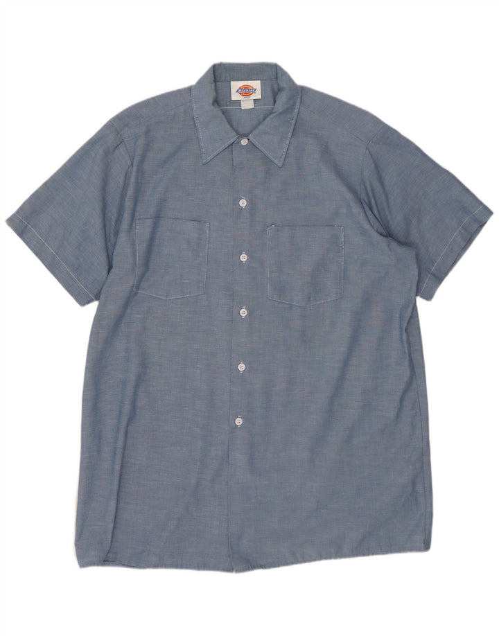 DICKIES Мужская рубашка с коротким рукавом, большая синяя хлопковая ткань