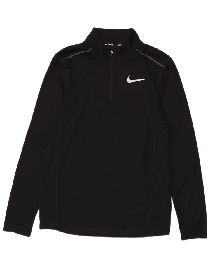 Мужской пуловер с воротником на молнии Nike Dri Fit, спортивный костюм, средний черный полиэстер