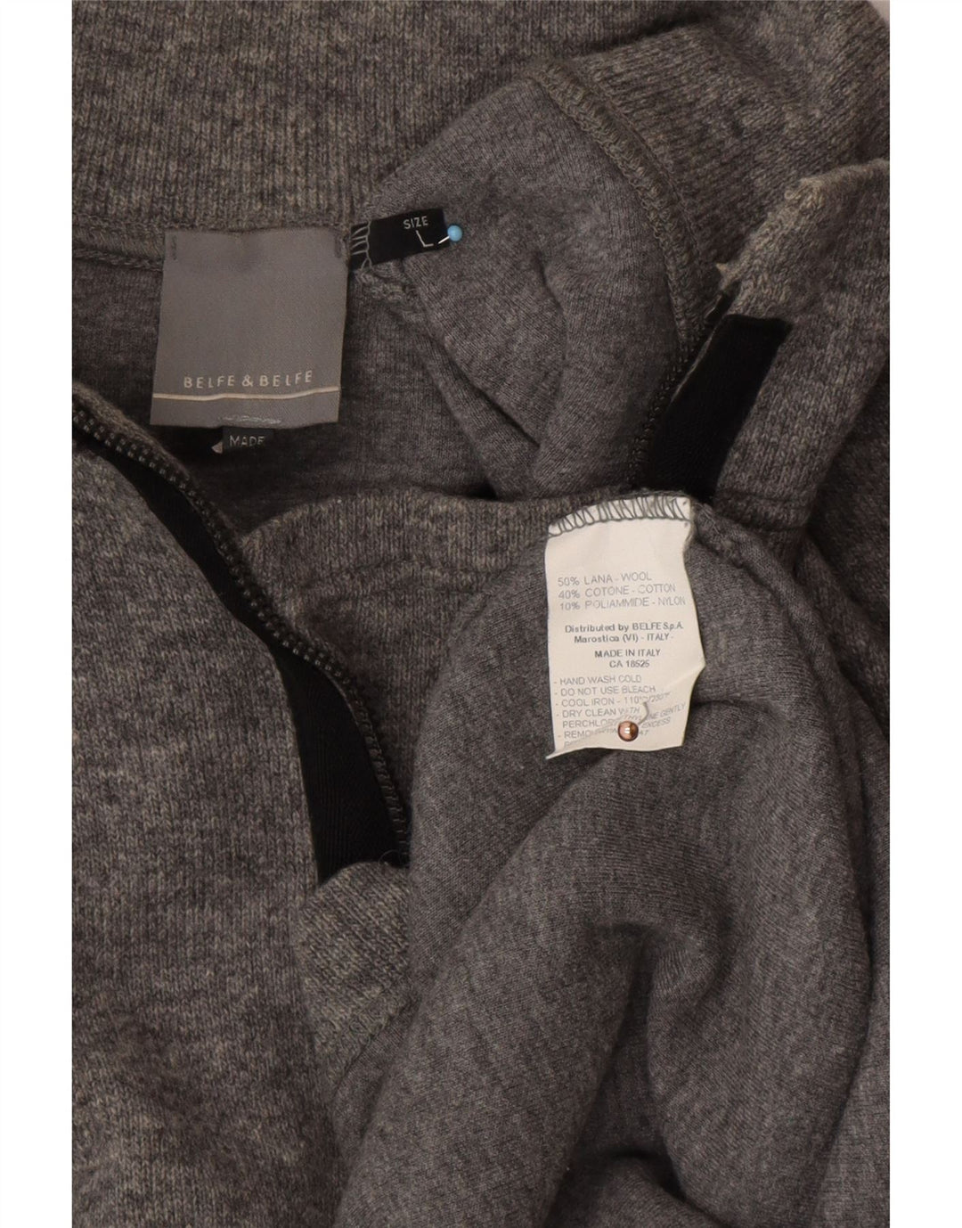 Мужской джемпер с воротником на молнии BELFE & BELFE, большой серый шерстяной свитер