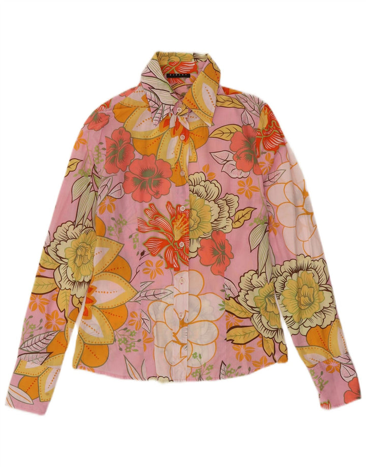Женская рубашка Sisley UK 12, средний разноцветный цветочный принт