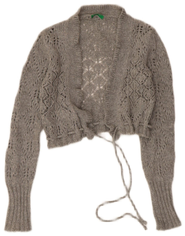 Женский кардиган-болеро Benetton UK 10, маленький серый акрил в крапинку