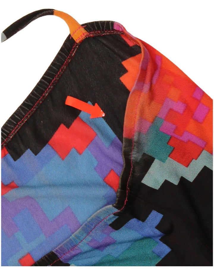 Винтажный женский сарафан UK 14, большой разноцветный геометрический узор