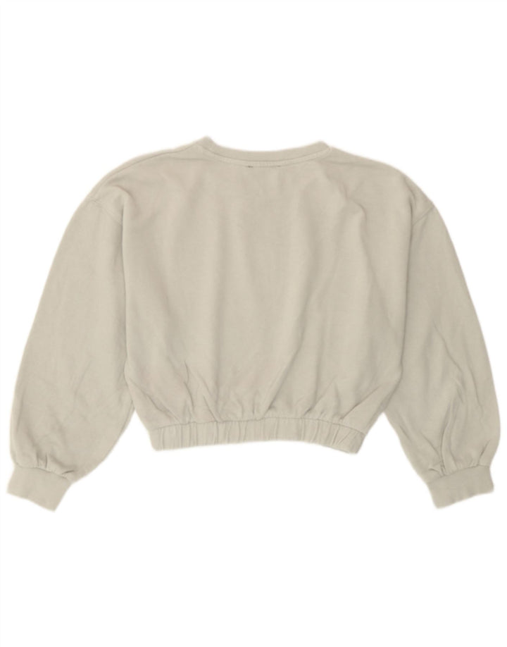 Женский укороченный свитшот Zara UK 14, хлопковый средний серый цвет