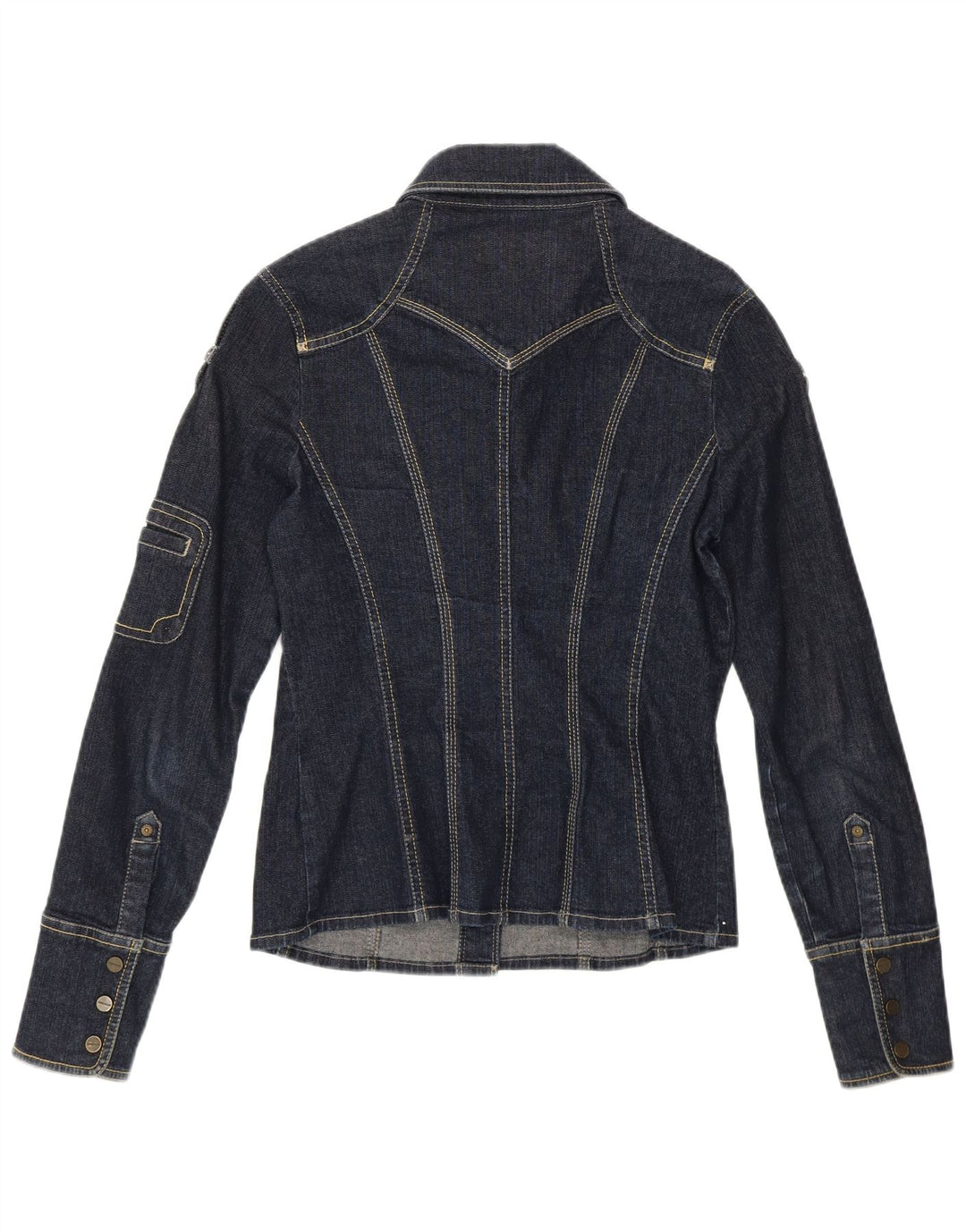 Женская джинсовая рубашка в стиле милитари KAREN MILLEN, Великобритания, 10 маленьких размеров, синяя, хлопок