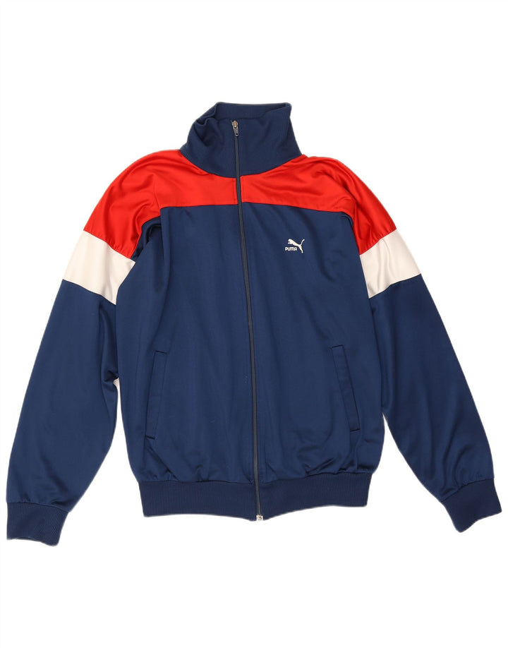 Мужской спортивный костюм Puma, верхняя куртка, средний темно-синий, полиэстер с цветными блоками