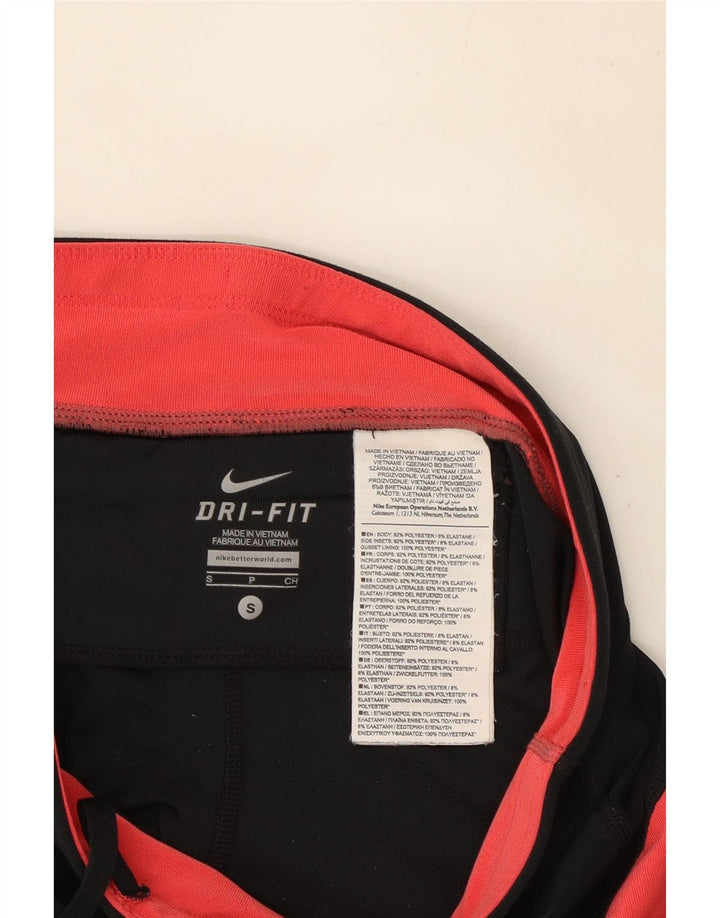 Женские леггинсы Nike Dri Fit UK 8, маленькие черные, полиэстер с цветными блоками