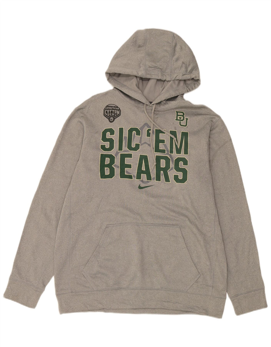 Мужской джемпер с капюшоном с рисунком Nike Baylor Bears, большой серый полиэстер