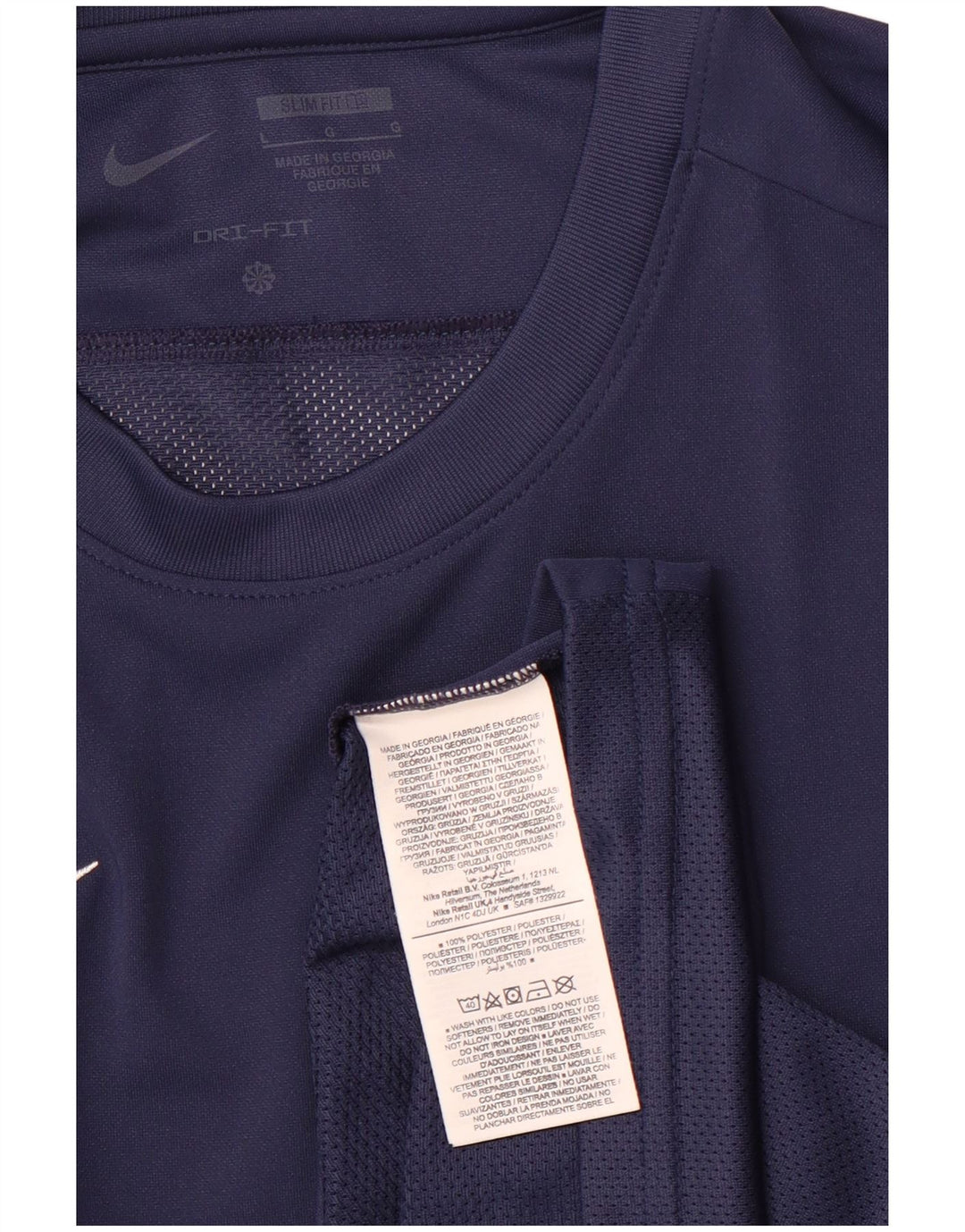 Мужской топ NIKE Dri Fit Slim Fit с длинными рукавами, большой размер, темно-синий, полиэстер