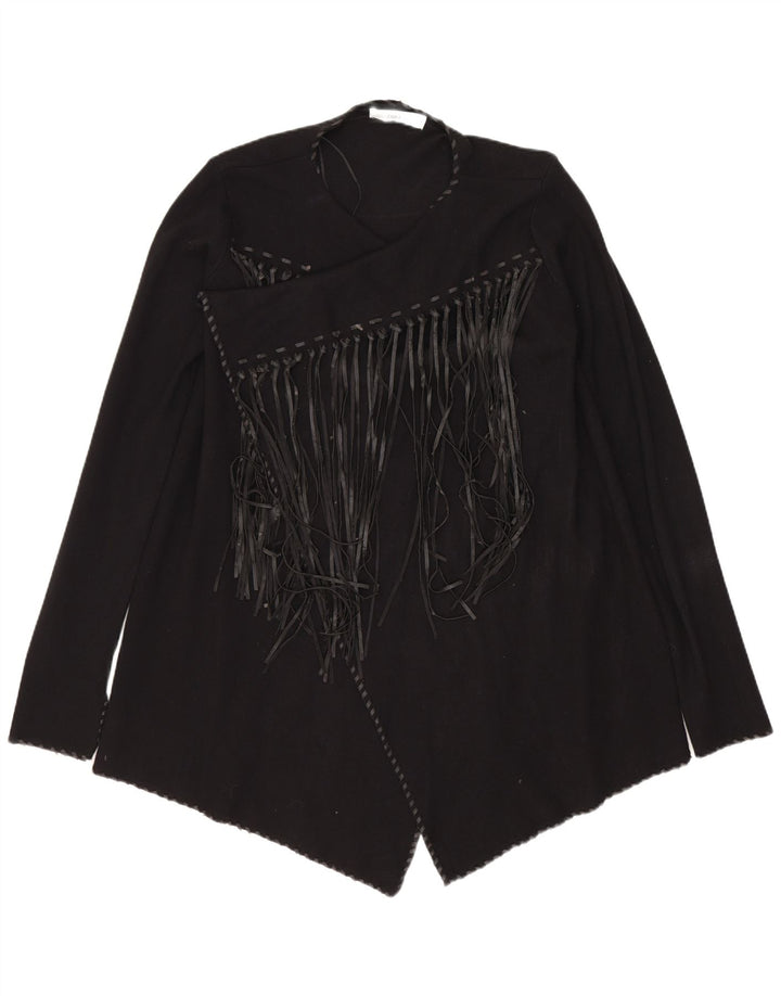 Женский асимметричный открытый кардиган Zara UK 12, средний черный полиэстер