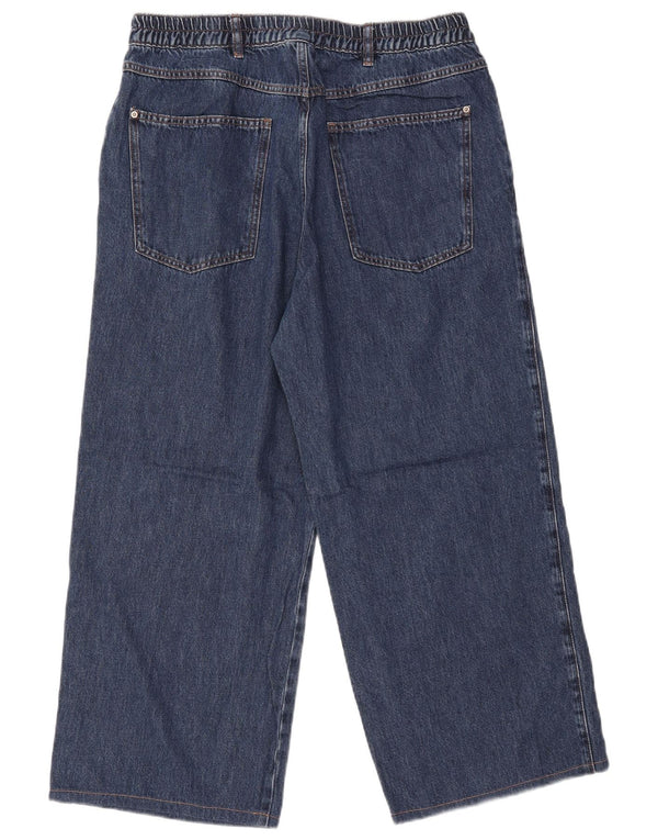 Женские укороченные широкие джинсы с высокой посадкой Massimo Dutti EU 42, большие W34 L26, синие