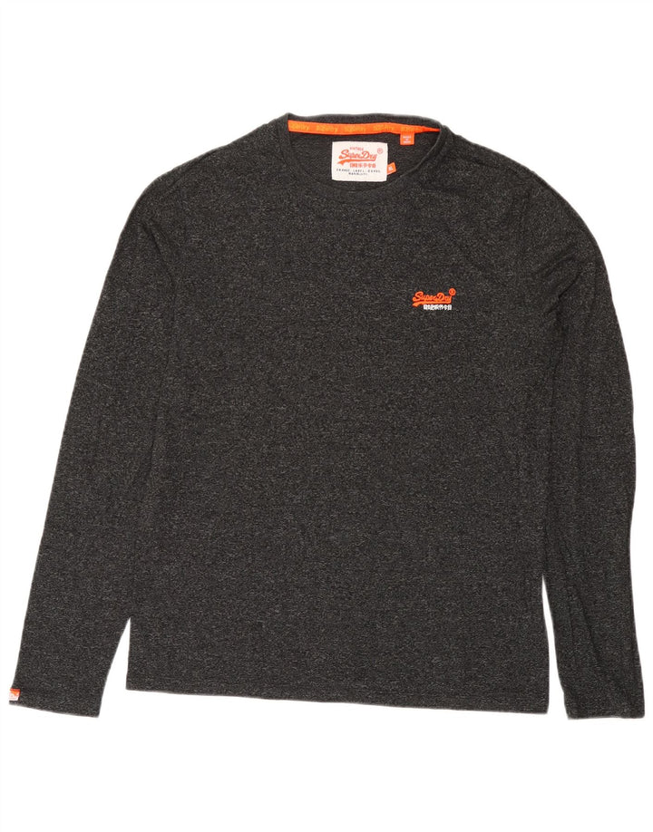 Мужской топ Superdry с длинным рукавом XL, серый хлопок с крапинками
