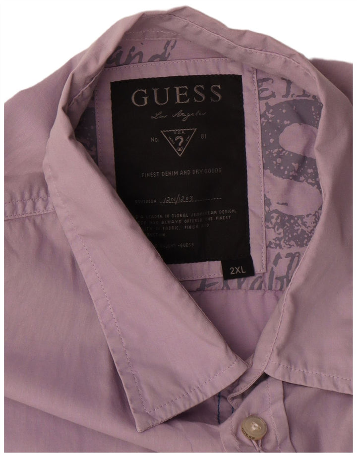 Guess Мужская Рубашка 2XL Фиолетовый Хлопок