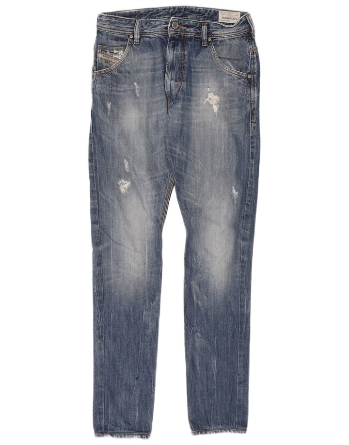 DIESEL Womens Krooley Distressed Slim Jeans W29 L34 Blue Cotton