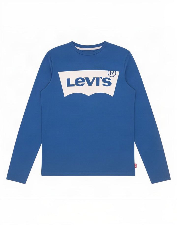 Топ с рисунком Levi's для мальчиков, 13–14 лет, синий хлопок, длинный рукав