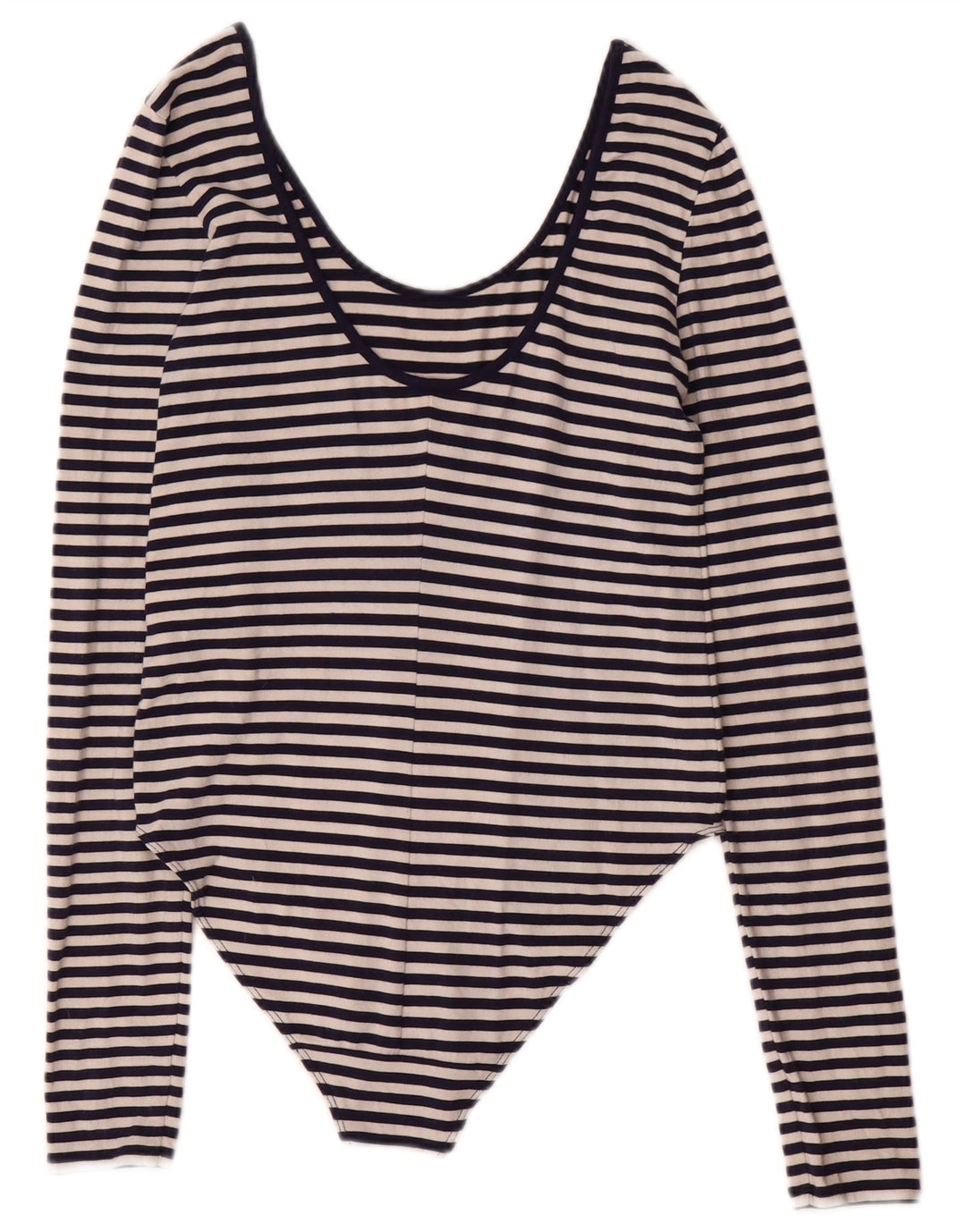 LEVI'S Womens Bodysuit UK 12 Medium Navy Blue Striped Cotton Nautical