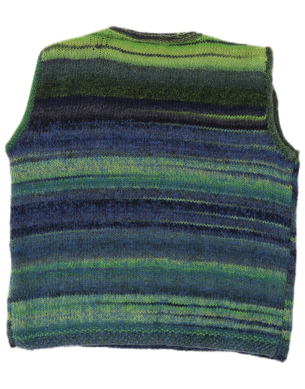 ВИНТАЖНАЯ женская майка без рукавов UK 14, средний зеленый цвет в полоску