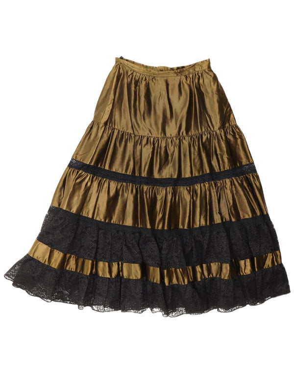 VINTAGE Женская расклешенная юбка W23 2XS Хаки с цветными блоками