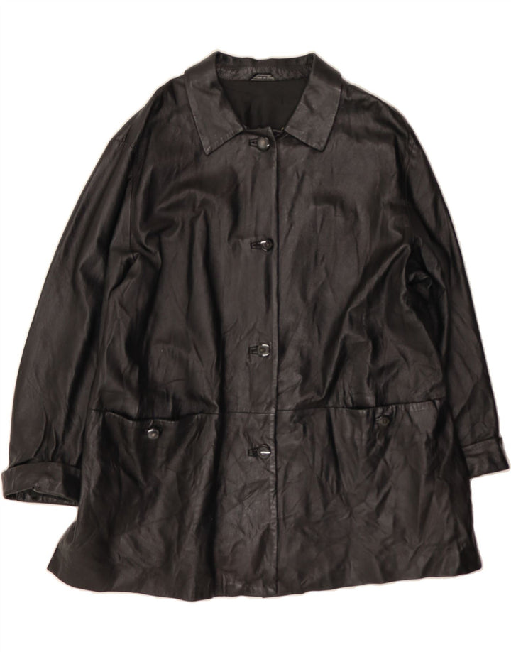 VINTAGE Womens Leather Coat UK 18 XL Black Vintage Vintage and Second-Hand Vintage from Messina Hembry 