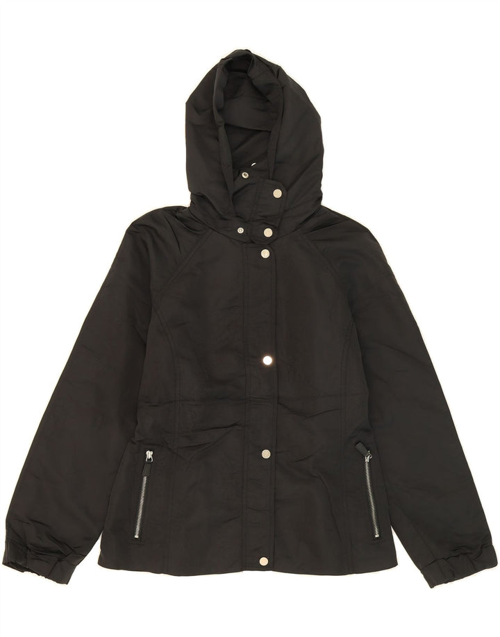 MASSIMO DUTTI Womens Hooded Bomber Jacket UK 14 Large Black Polyester Vintage Massimo Dutti and Second-Hand Massimo Dutti from Messina Hembry 