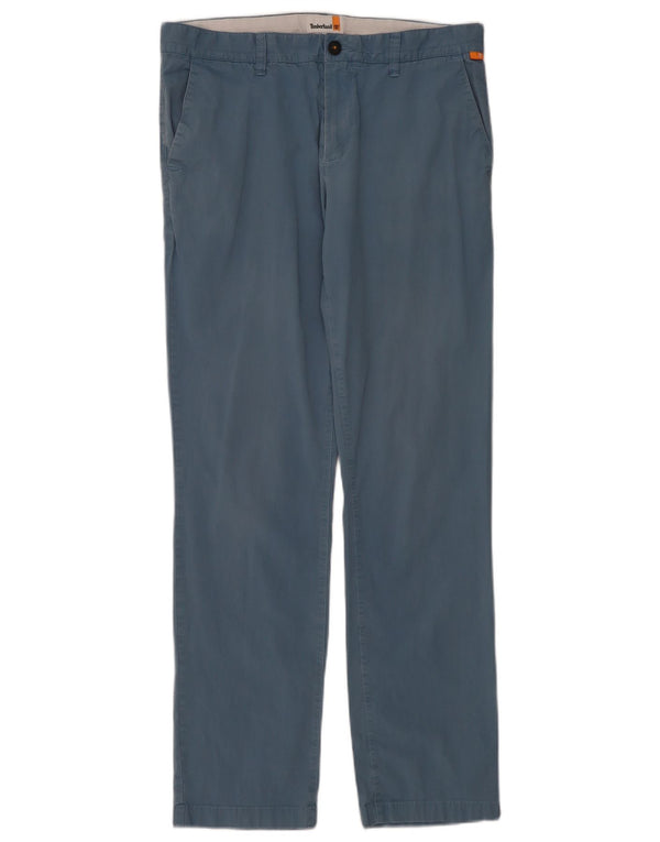 Timberland Mens Straight Chino Trousers W34 L34 Blue Cotton