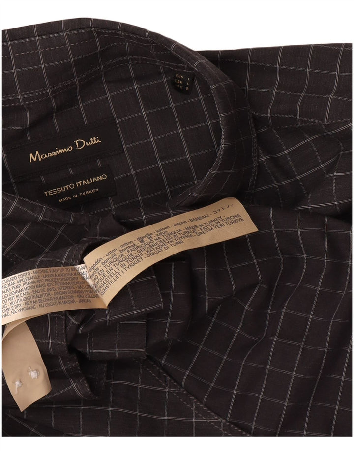 Мужская рубашка Massimo Dutti, большая серая клетка, хлопок