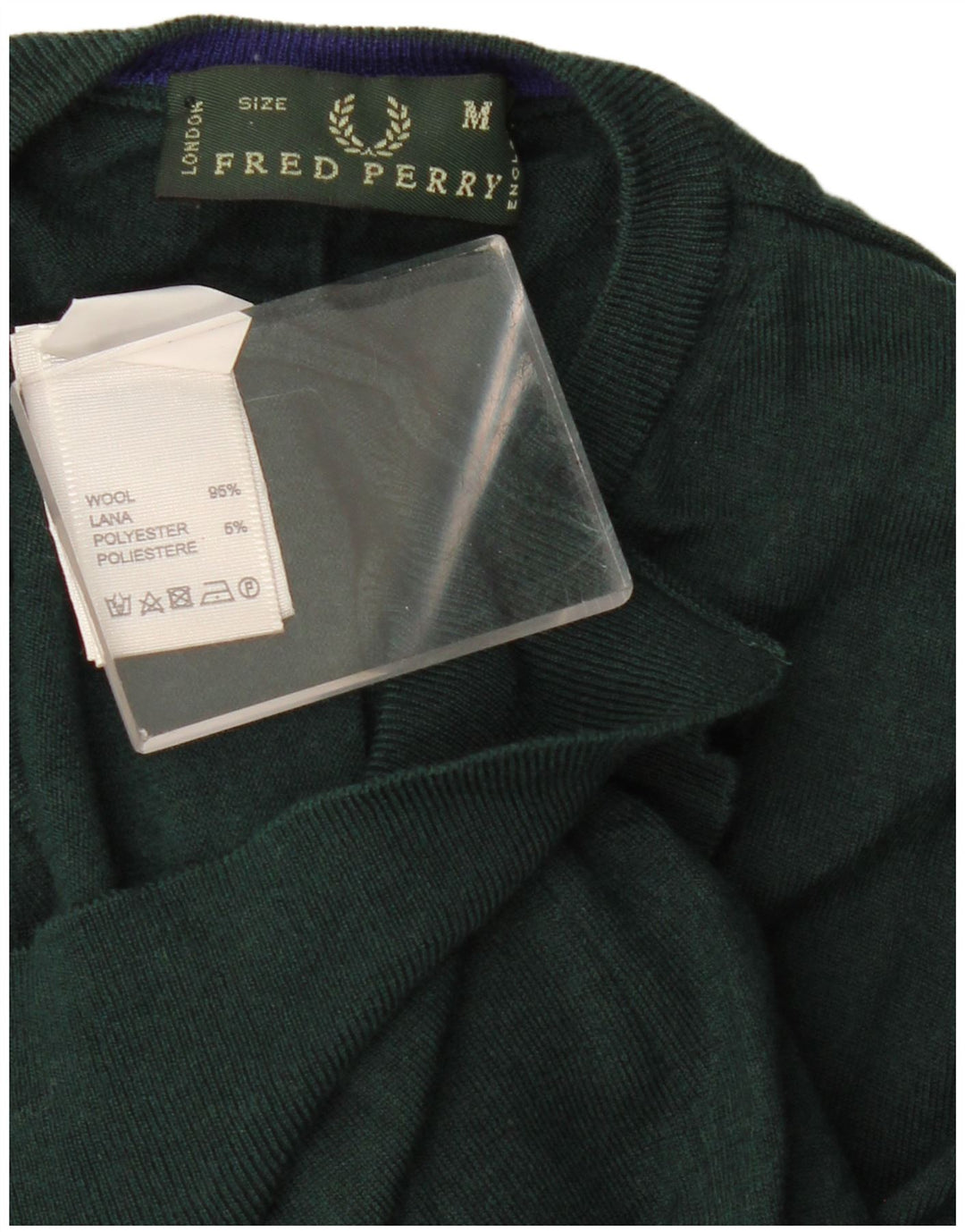 Мужской джемпер с v-образным вырезом Fred Perry, средний зеленый шерстяной свитер
