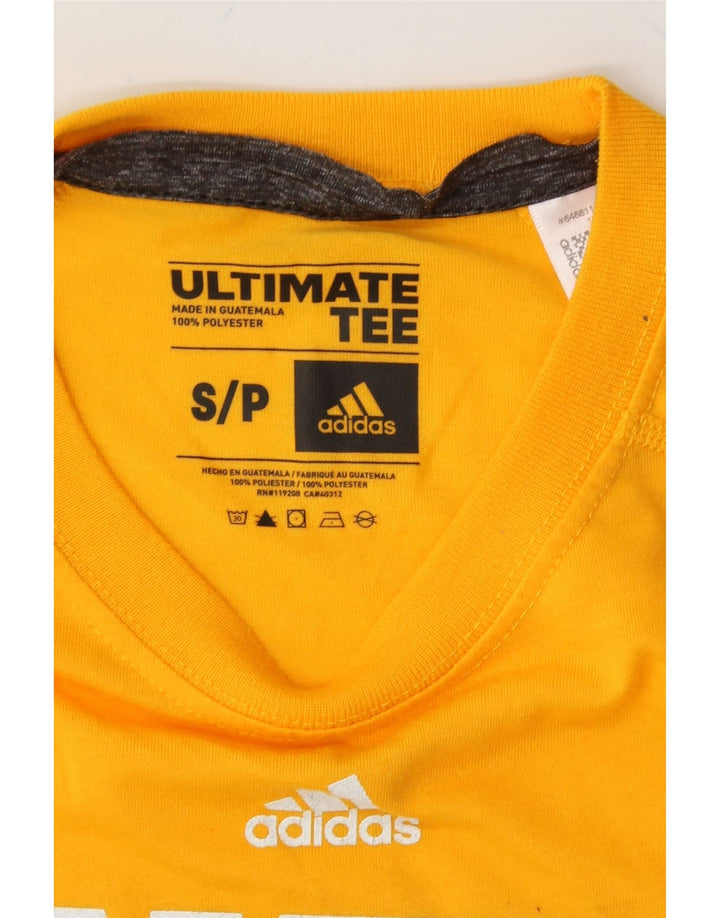 ADIDAS Mens Lakers Graphic Top Long Sleeve Small Yellow Polyester Vintage Adidas and Second-Hand Adidas from Messina Hembry 