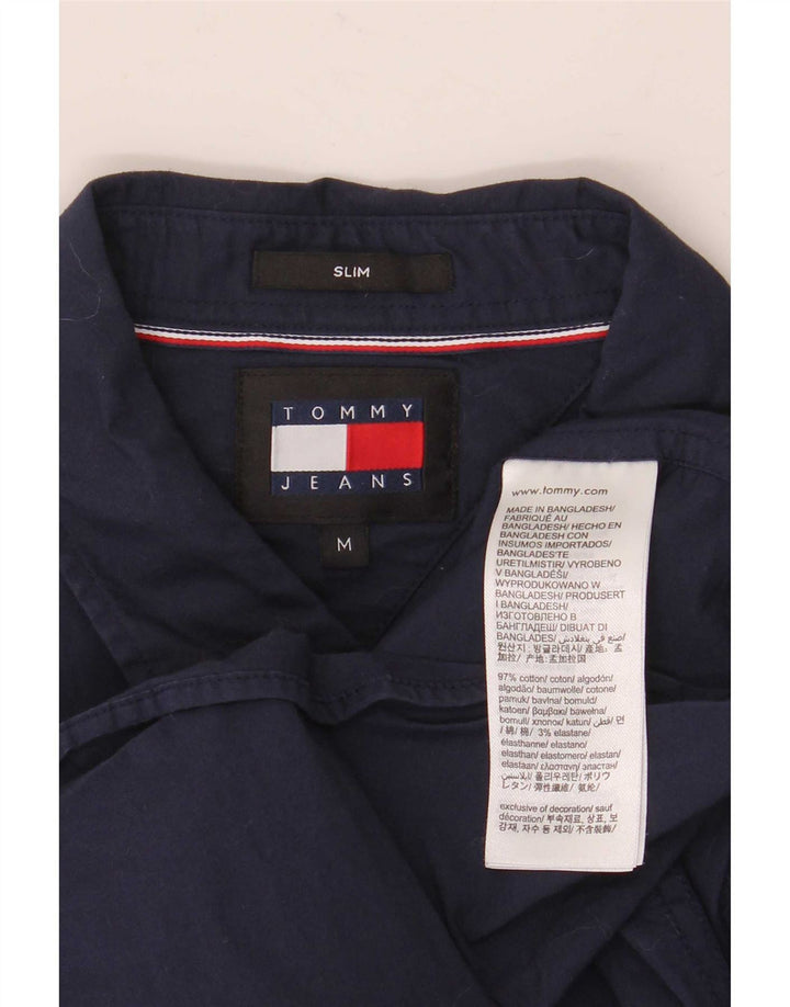Tommy Hilfiger Мужская узкая рубашка среднего размера, темно-синяя, хлопковая