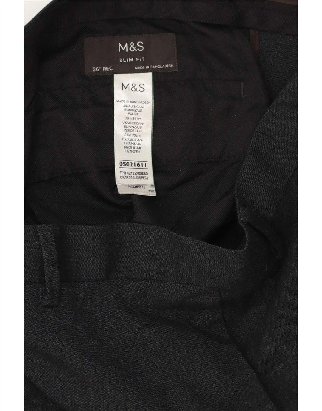 Мужские брюки узкого кроя Marks & Spencer W36 L31, серый полиэстер