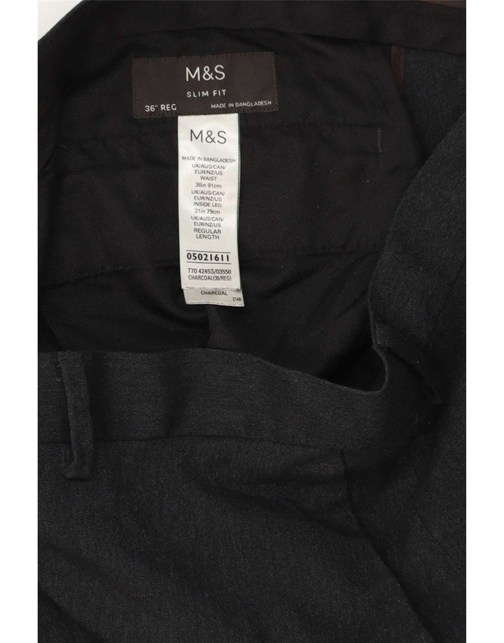 Мужские брюки узкого кроя Marks & Spencer W36 L31, серый полиэстер