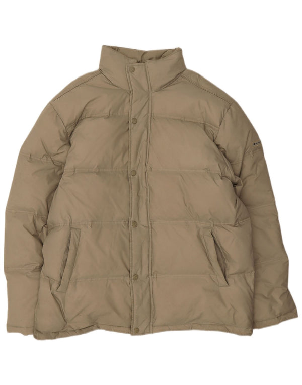 Champion Mens Hooded Padded Jacket UK 42 XL Beige Polyamide
