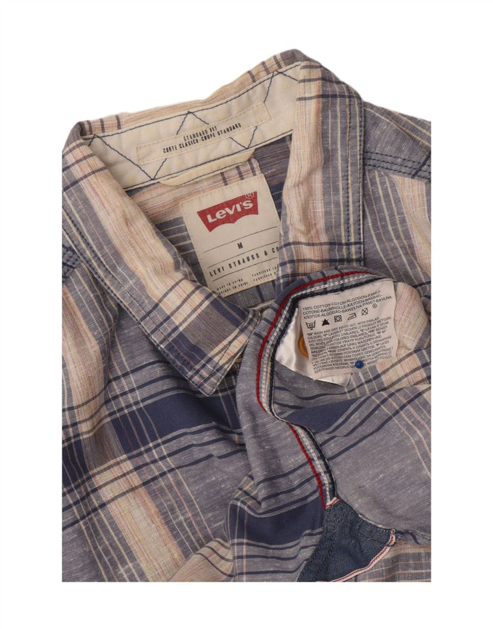 Мужская рубашка Levi's, хлопковая синяя клетка среднего размера