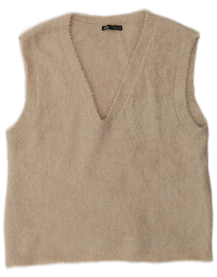 Женская майка Zara Vest UK 14, средний бежевый полиэстер