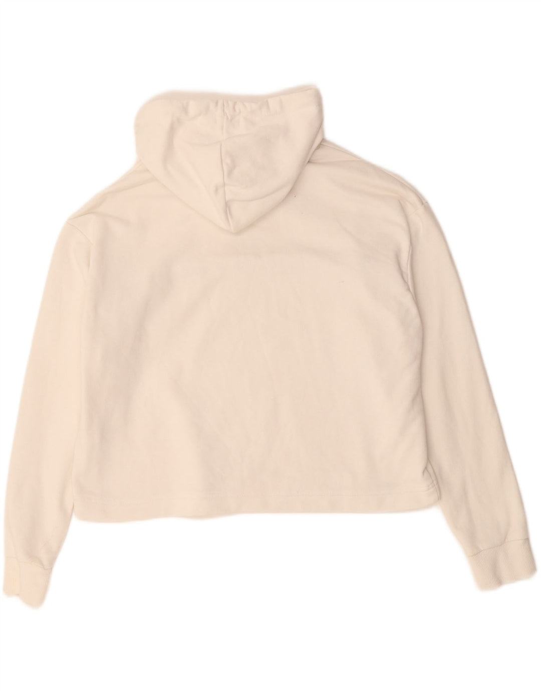 PUMA Женский укороченный джемпер с капюшоном с рисунком оверсайз UK 14, средний белый хлопок