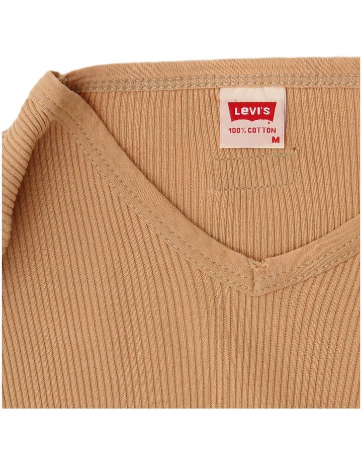 Женский топ Levi's с длинным рукавом UK 12, средний бежевый, хлопок