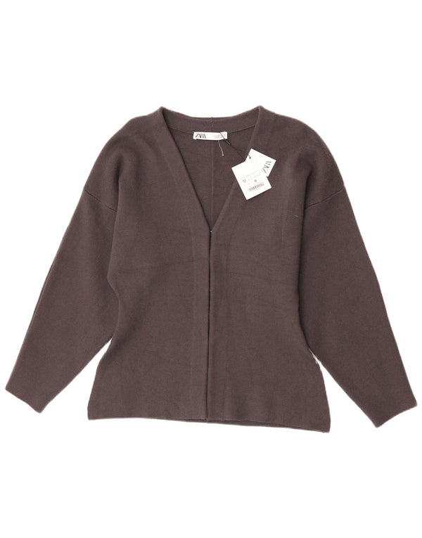 Женский кардиган Zara UK 12, вискоза среднего серого цвета