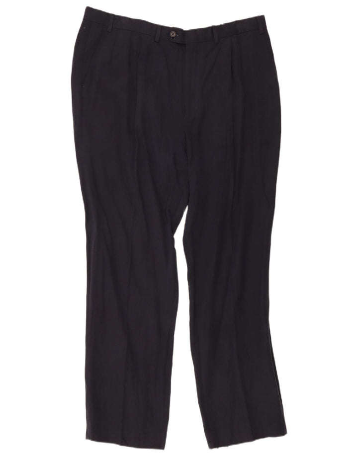 Мужские костюмные брюки Marks & Spencer W40 L33 темно-синие, шелковые