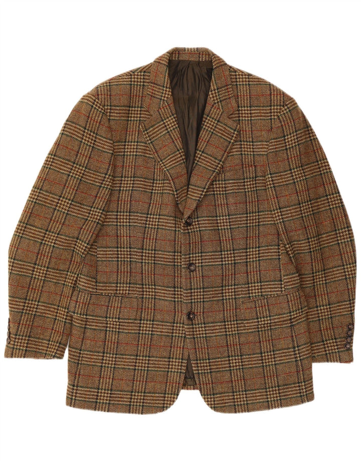 Мужской пиджак Hugo Boss с 3 пуговицами, EU 52 XL, бежевая клетка из натуральной шерсти