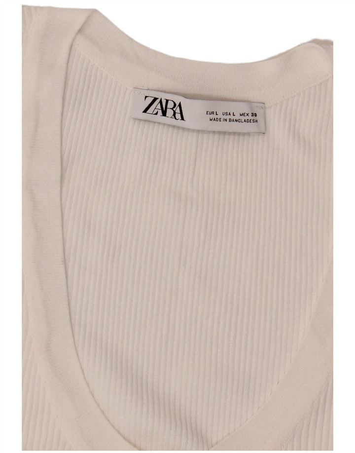Женская блузка без рукавов Zara UK 14, большая белая