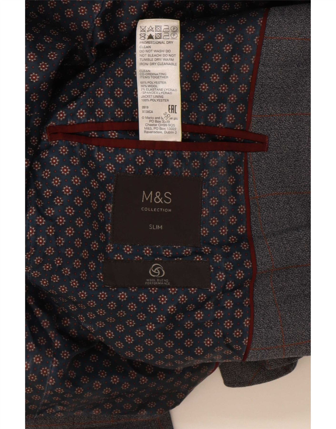 Мужской приталенный пиджак с двумя пуговицами Marks & Spencer, Великобритания, 36, маленькая синяя клетка