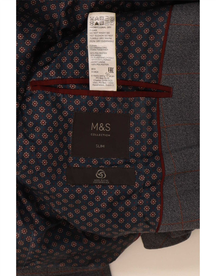 Мужской приталенный пиджак с двумя пуговицами Marks & Spencer, Великобритания, 36, маленькая синяя клетка