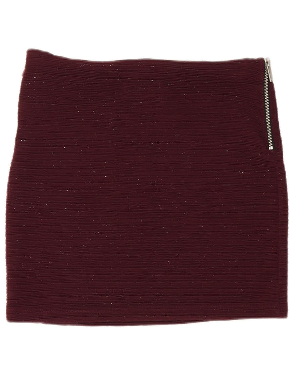 Superdry Womens Mini Skirt Medium W30 Burgundy Flecked Polyester