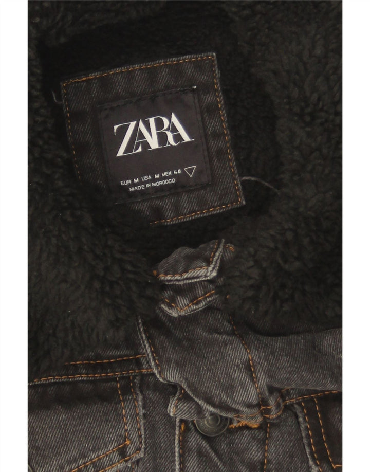 Мужская джинсовая куртка шерпа Zara UK 38 средний серый