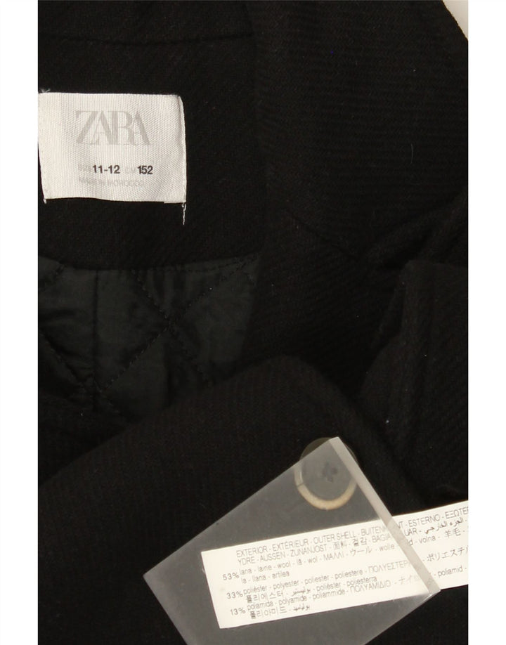 Бушлат Zara для девочек 11-12 лет, черная шерсть