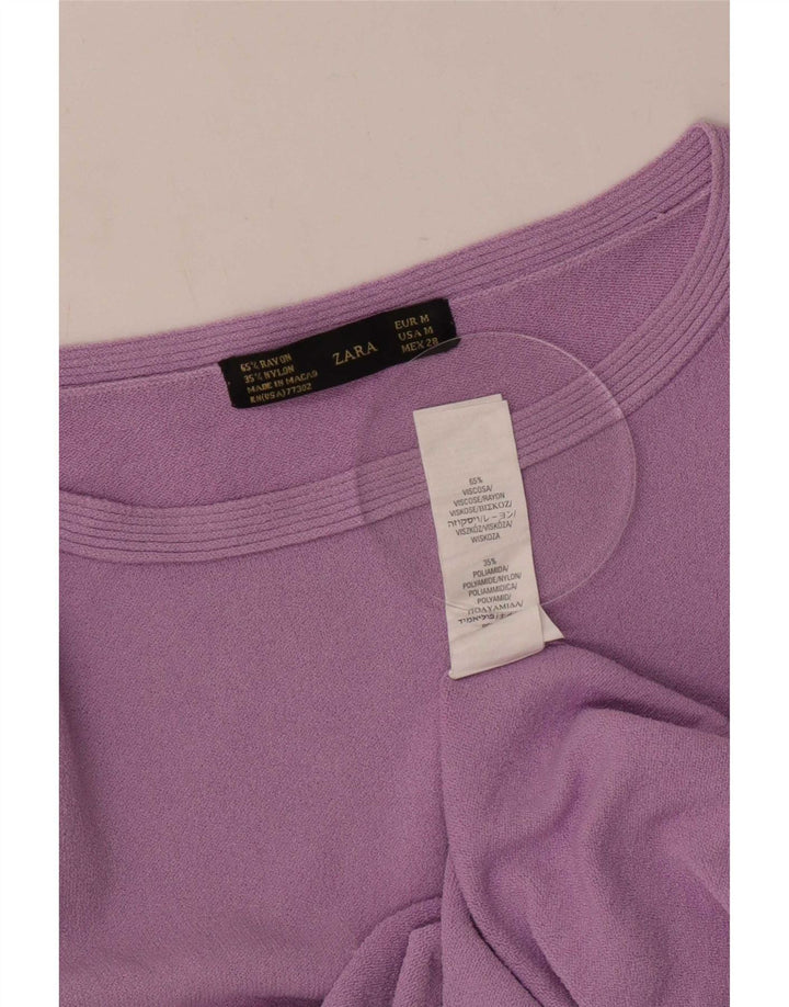 Женский топ Zara с рукавом 3/4 UK 12, средний фиолетовый, вискоза