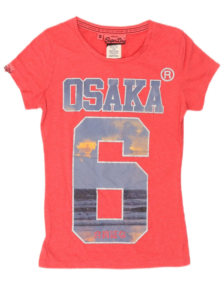 Женская футболка Superdry Osaka с рисунком Top UK 10, маленький розовый хлопок