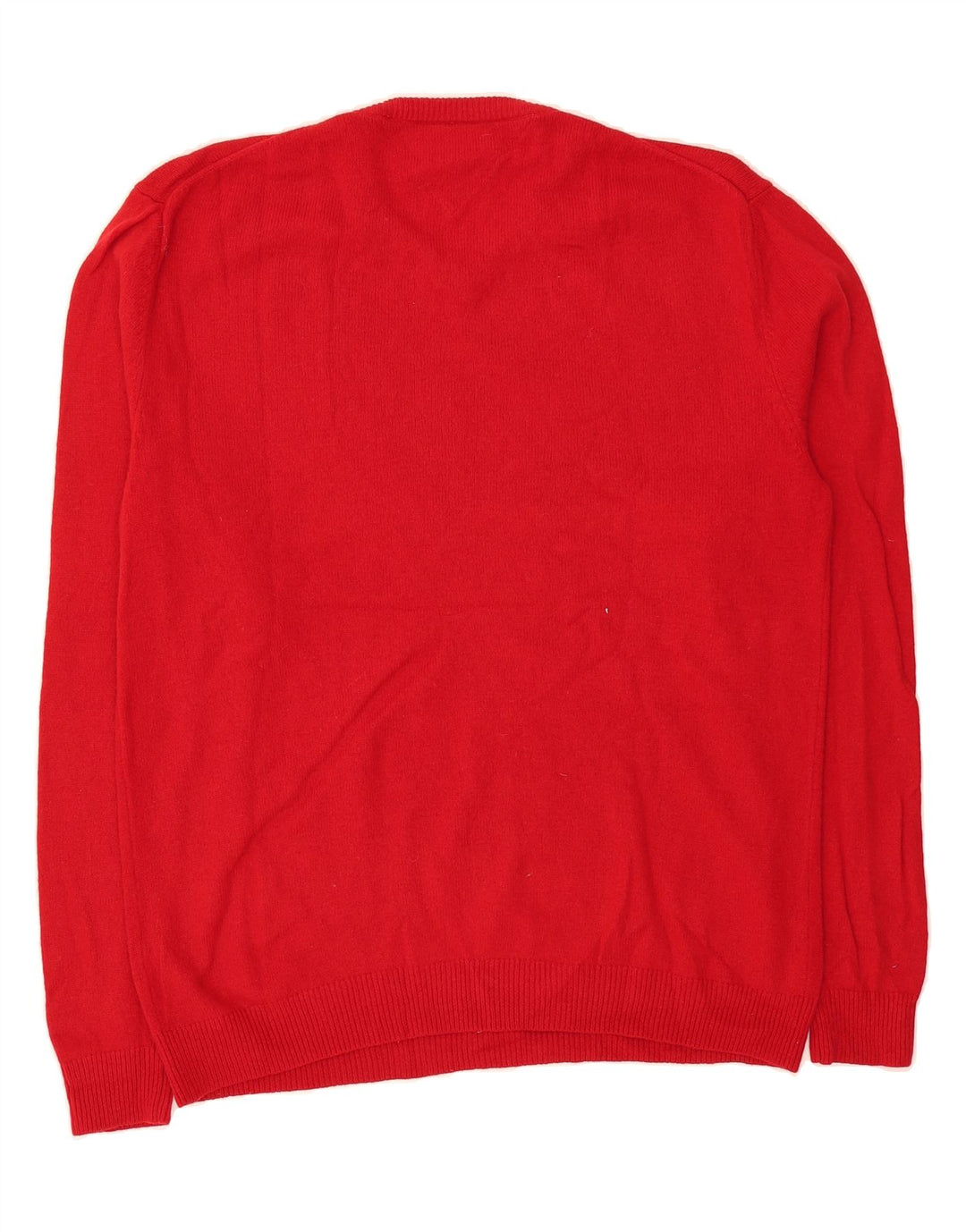 TOMMY HILFIGER Mens V-Neck Jumper Sweater Large Red Wool Vintage Tommy Hilfiger and Second-Hand Tommy Hilfiger from Messina Hembry 