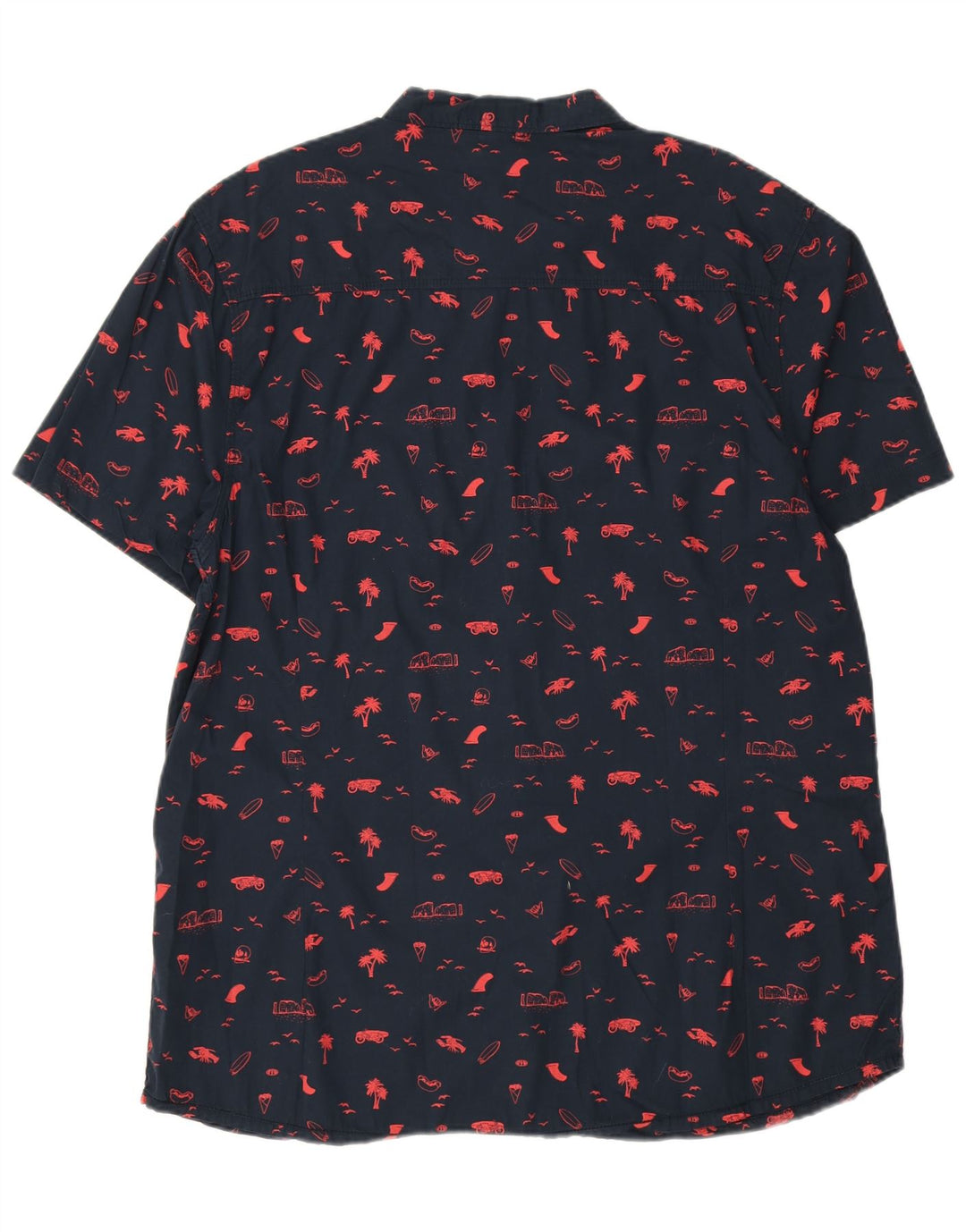 Мужская рубашка с коротким рукавом с абстрактным узором в виде животных, 2XL, темно-синяя, хлопок