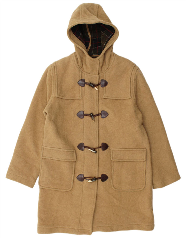 Женский дафлкот с капюшоном Barbour UK 14, большой, бежевый, шерсть