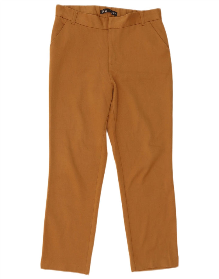 Женские узкие укороченные брюки Zara Medium W28 L25, коричневые, полиэстер